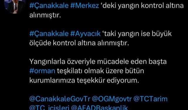 Çanakkale'de orman yangınları kontrol altına alındı