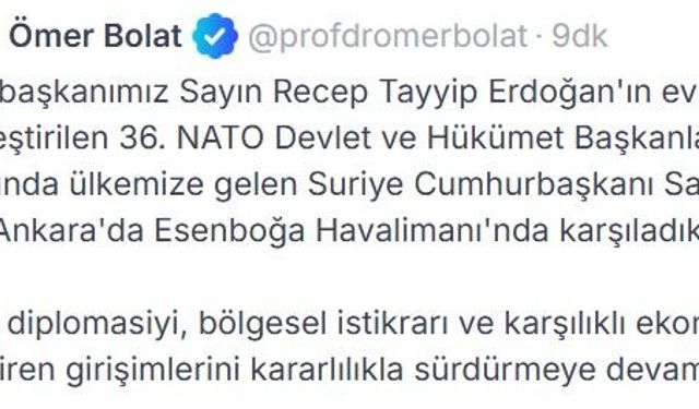 Suriye Cumhurbaşkanı Ankara'da