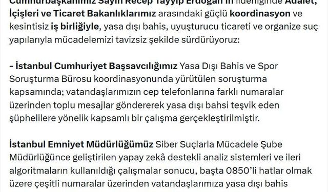 Yasa dışı bahis mesajlarına operasyon