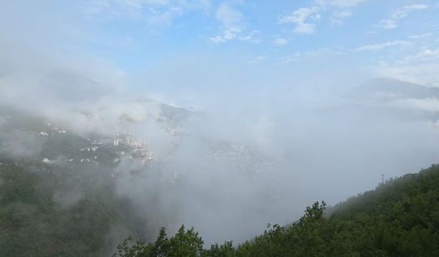 Artvin'de sis bulutu görenleri kendine hayran bıraktı
