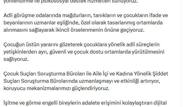 Bakan Gürlek: Mağdurları koruyan özel uygulamaları hayata geçiriyoruz