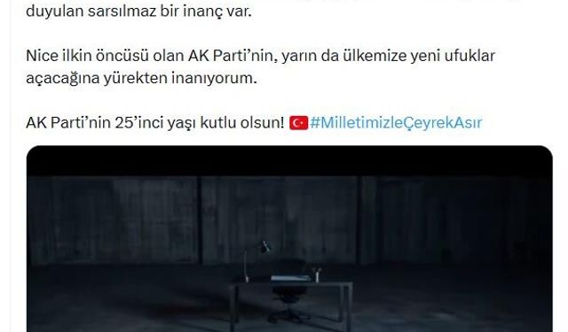 Emine Erdoğan, AK Parti'nin 25'inci kuruluş yıl dönümünü kutladı