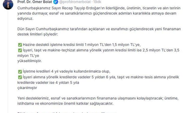 “Esnaf desteklerimiz ekonomimize önemli katkı sağlayacak”