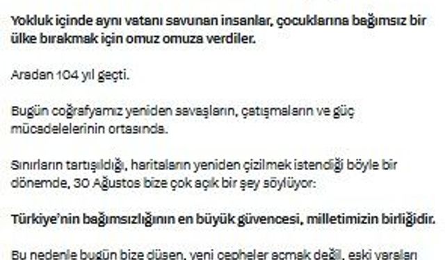 Kemal Kılıçdaroğlu'ndan '30 Ağustos' mesajı