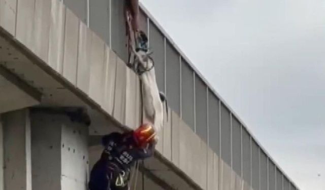 Kuzey Marmara Otoyolu'nda Viyadükte Keçi Operasyonu