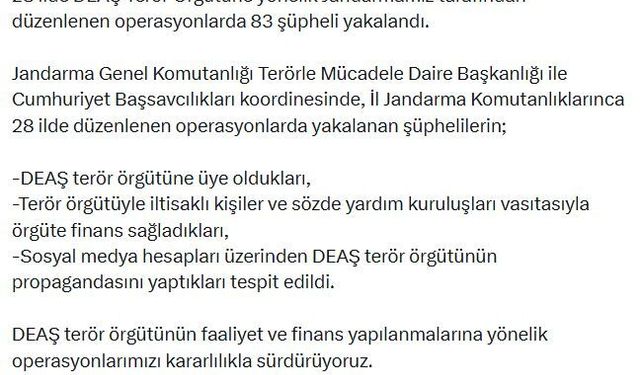 28 ilde DEAŞ operasyonları