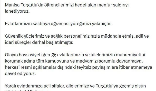 AK Parti'li Çelik Manisa'daki saldırıyı lanetlediklerini bildirdi