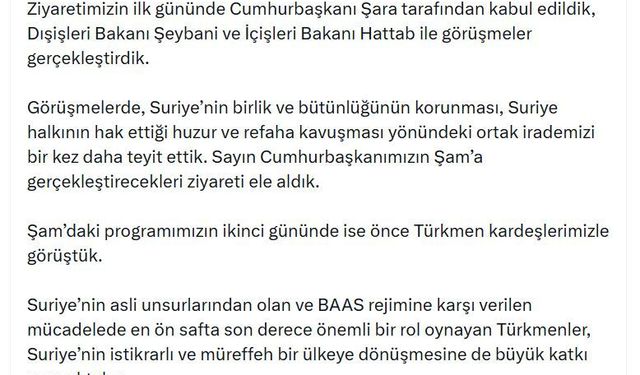 Bakan Fidan'dan Suriye'ye destek açıklaması