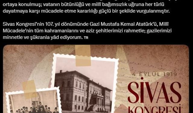Burhanettin Duran'dan Sivas Kongresi mesajı