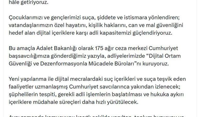 Dijital Ortam Güvenliği ve Dezenformasyonla Mücadele Büroları kurulacak
