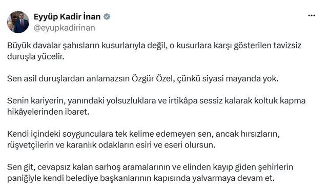 "Sen asil duruşlardan anlamazsın Özgür Özel, çünkü siyasi mayanda yok"