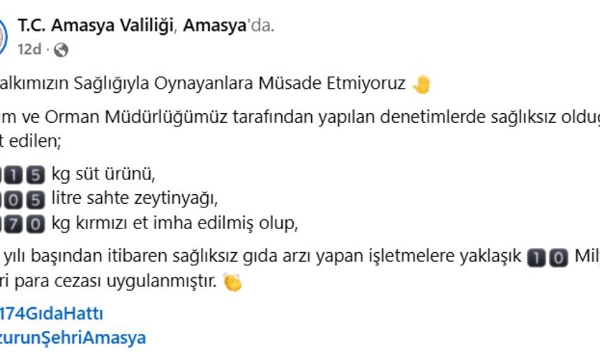 Amasya’da sağlıksız gıdaya denetim