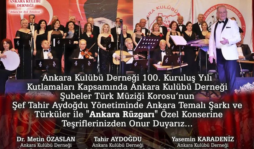Ankara Kulübü Derneği'nden 'Ankara Rüzgarı' Konseri