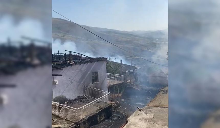 Malatya'da ot yangını evlere sıçradı