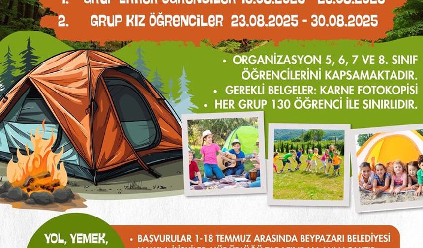 Beypazarı Belediyesi'nden öğrencilere ücretsiz kamp!