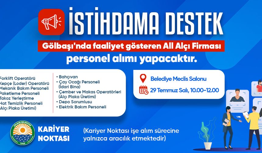 Gölbaşı Belediyesi'nden istihdama destek!