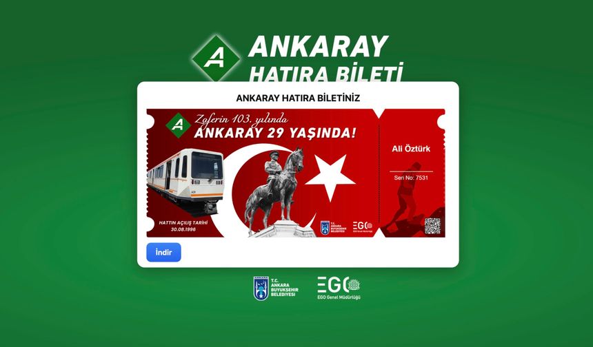 EGO'dan Ankaray'ın 29. yaşı için özel bilet