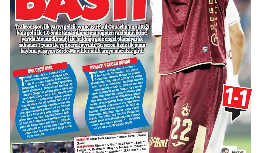Trabzonspor'a 1 Gol Bu Sefer Yetmedi