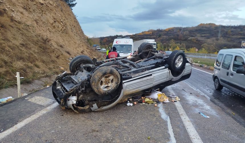 Çankırı'da Pikap Devrildi