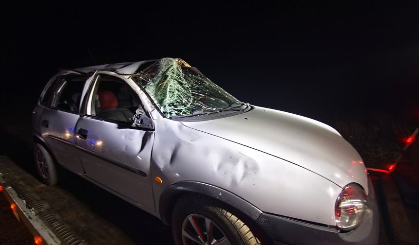 Yoldan Çıkan Otomobil Takla Attı