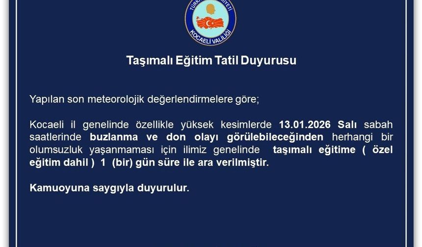 Kocaeli'de taşımalı eğitime ara