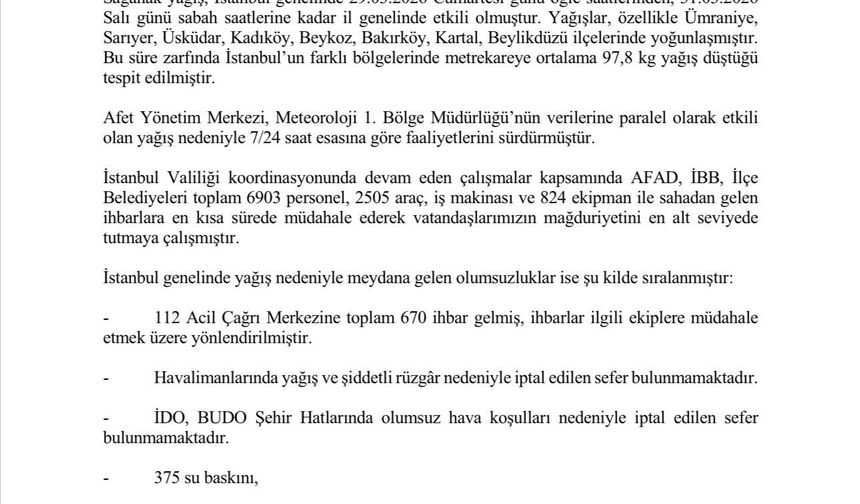 İstanbul'da 3 günde metrekareye 97 kilogram yağış düştü