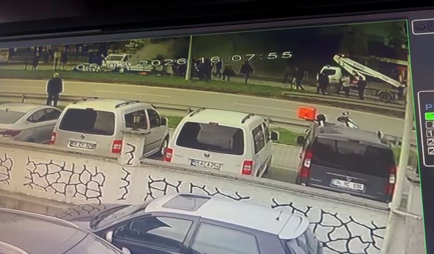 Samsun'da 6 aracın karıştığı kaza sonrası yangın çıktı