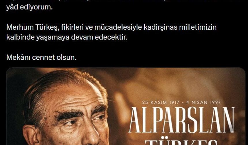 Cumhurbaşkanı Erdoğan'dan Türkeş paylaşımı