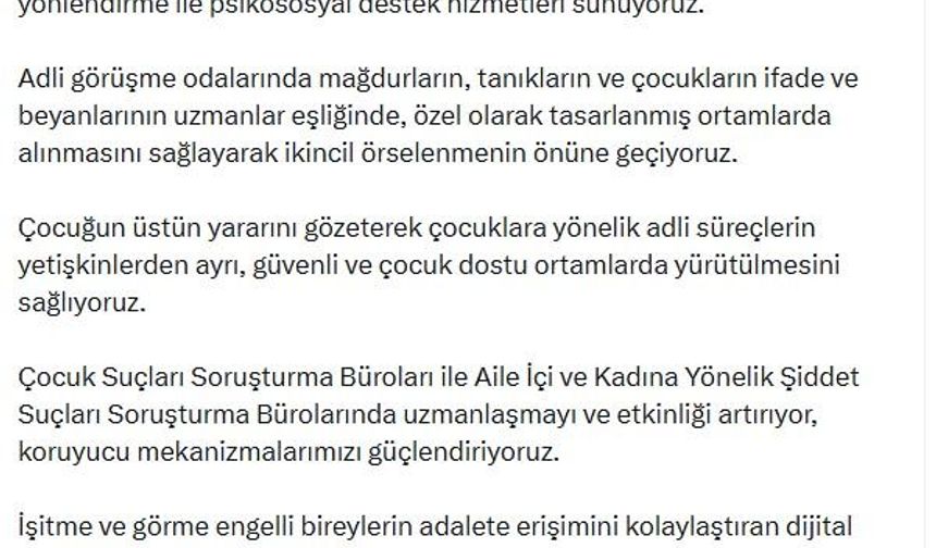Bakan Gürlek: Mağdurları koruyan özel uygulamaları hayata geçiriyoruz