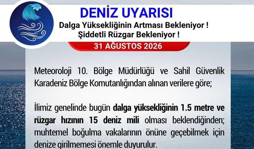 Samsun'da 'denize girmeyin' uyarısı