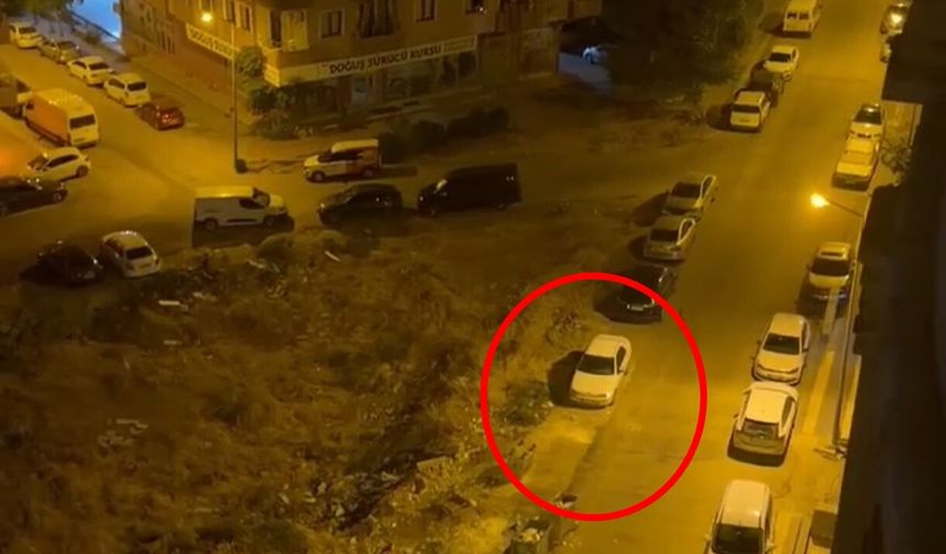Gece yarısı kornası takılı kalan otomobil şaşkınlık yarattı
