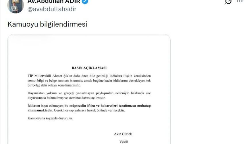 Abdullah Adır'dan Ahmet Şık açıklaması