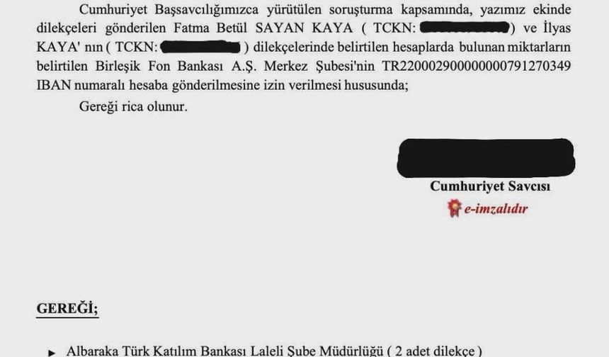 Fatma Betül Sayan Kaya'nın gönüllü ödeme talebine olumlu yanıt