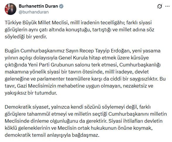İletişim Başkanı Duran'dan YENİ Parti'ye tepki